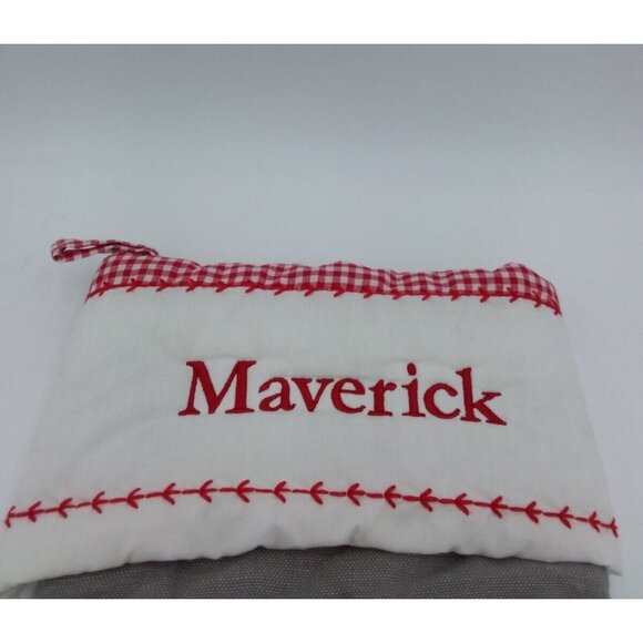 Pottery Barn Kids Maverick Stocking Santa & Sleigh Holiday Christmas Quilted - Picture 2 of 8